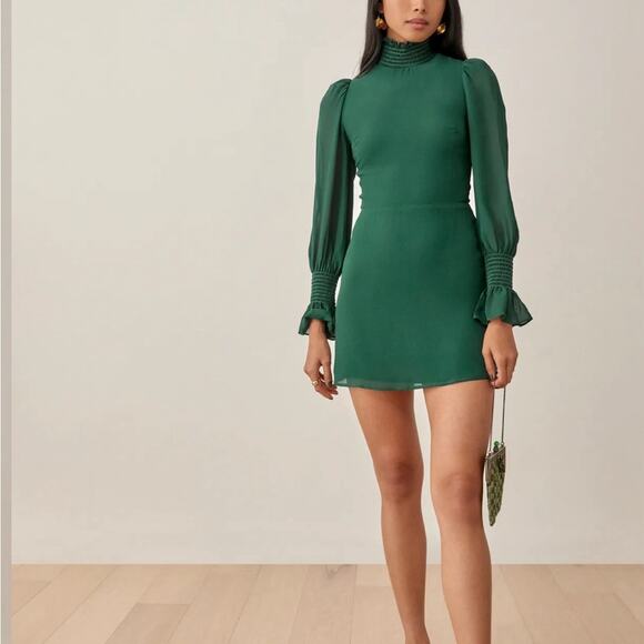 Reformation Archie Dress in Emerald Size: 8 Petite - Picture 1 of 11